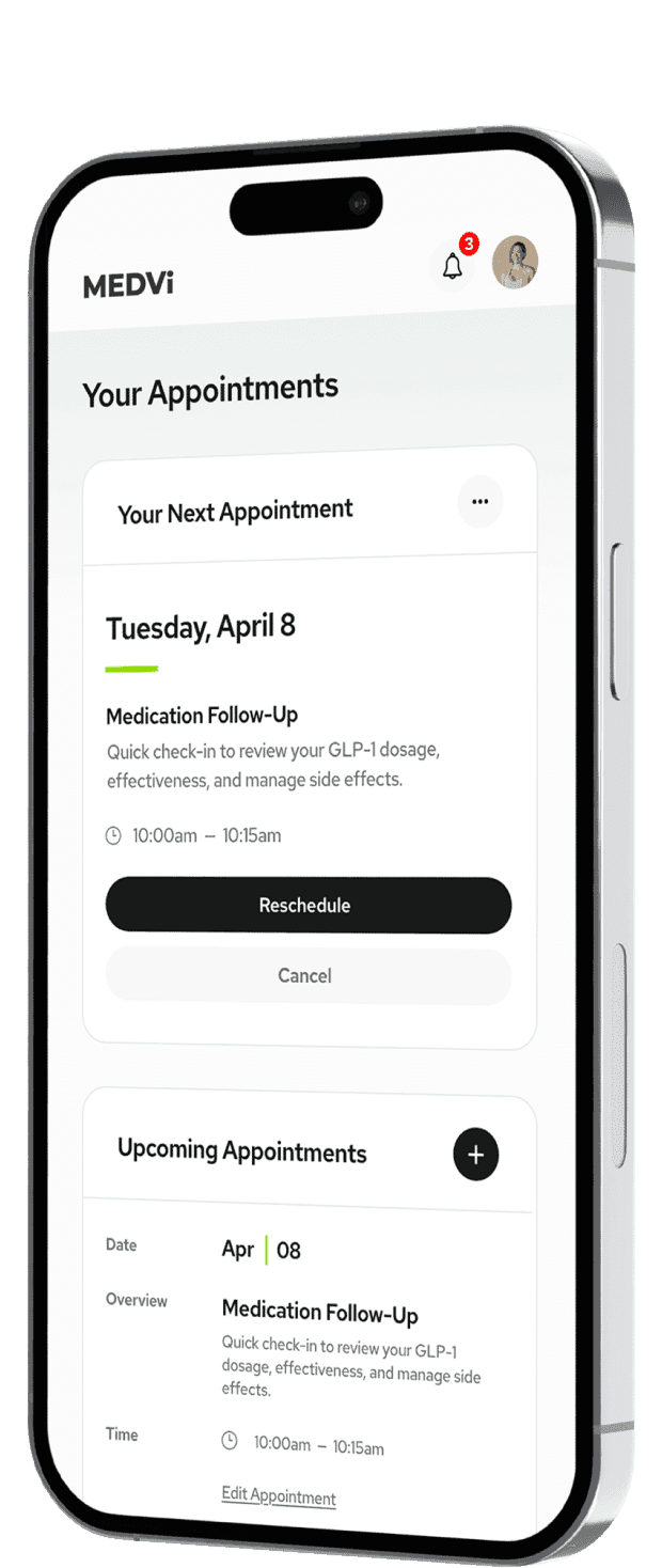 MEDVi patient portal on a phone