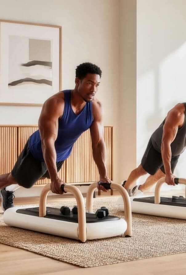Man exercising on a reformer