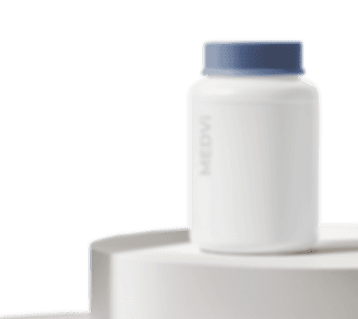 Peptide bottle on a pedestal
